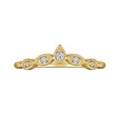 Discount Gabriel & Co. Cary - Vintage Inspired 14K Yellow Gold Curved Gold Diamond Anniversary Band - 0.07 ct
