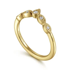 Discount Gabriel & Co. Cary - Vintage Inspired 14K Yellow Gold Curved Gold Diamond Anniversary Band - 0.07 ct