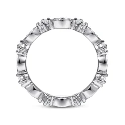 Best Gabriel & Co. Casena - Vintage Inspired 14K White Gold Marquise and Round Station Diamond Eternity Band - 0.5 ct