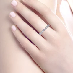 Best Gabriel & Co. Casena - Vintage Inspired 14K White Gold Marquise and Round Station Diamond Eternity Band - 0.5 ct