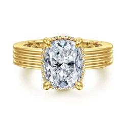 Sale Gabriel & Co. Cassandra - 14K Yellow Gold Elongate Cushion Diamond Engagement Ring