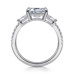 Gabriel & Co. Cassidy - 14K White Gold Emerald Cut Three Stone Diamond Engagement Ring