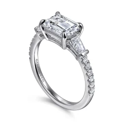 Gabriel & Co. Cassidy - 14K White Gold Emerald Cut Three Stone Diamond Engagement Ring