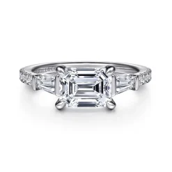 Gabriel & Co. Cassidy - 14K White Gold Emerald Cut Three Stone Diamond Engagement Ring