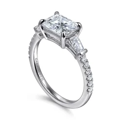 Gabriel & Co. Cassidy - 14K White Gold Radiant Cut Three Stone Diamond Engagement Ring