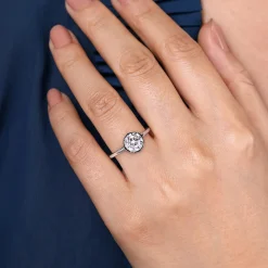 New Gabriel & Co. Cassi - 14K White Gold Bezel Prong Round Diamond Engagement Ring
