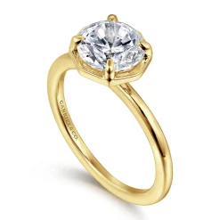 Hot Gabriel & Co. Cassi - 14K Yellow Gold Bezel Prong Round Diamond Engagement Ring
