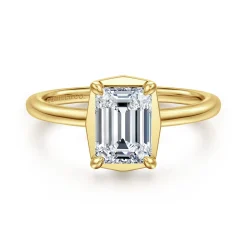 Gabriel & Co. Cassi - 14K Yellow Gold Bezel Prong Emerald Cut Diamond Engagement Ring