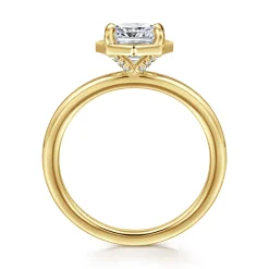 Best Gabriel & Co. Cassi - 14K Yellow Gold Bezel Prong Cushion Cut Diamond Engagement Ring