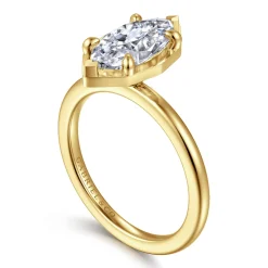 Sale Gabriel & Co. Cassi - 14K Yellow Gold Bezel Prong Marquise Shape Diamond Engagement Ring