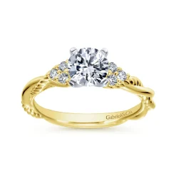 Outlet Gabriel & Co. Catalina - 14K White-Yellow Gold Round Diamond Twisted Engagement Ring