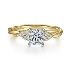 Outlet Gabriel & Co. Catalina - 14K White-Yellow Gold Round Diamond Twisted Engagement Ring