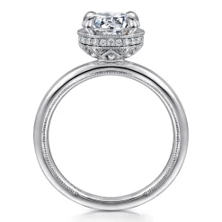 Hot Gabriel & Co. Catallina - 14K White Gold Bezel Prong Round Diamond Engagement Ring