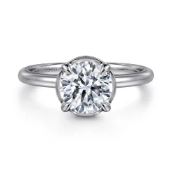 Hot Gabriel & Co. Catallina - 14K White Gold Bezel Prong Round Diamond Engagement Ring
