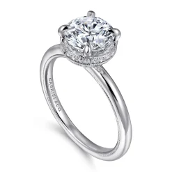 Hot Gabriel & Co. Catallina - 14K White Gold Bezel Prong Round Diamond Engagement Ring