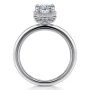 New Gabriel & Co. Catallina - 14K White Gold Bezel Prong Oval Diamond Engagement Ring