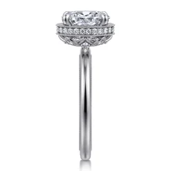 New Gabriel & Co. Catallina - 14K White Gold Bezel Prong Oval Diamond Engagement Ring