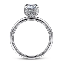 Gabriel & Co. Catallina - 14K White Gold Bezel Prong Emerald Cut Diamond Engagement Ring