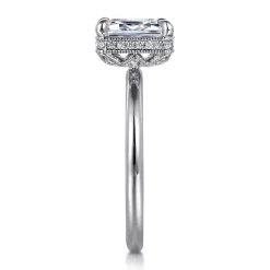 Gabriel & Co. Catallina - 14K White Gold Bezel Prong Emerald Cut Diamond Engagement Ring