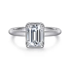 Gabriel & Co. Catallina - 14K White Gold Bezel Prong Emerald Cut Diamond Engagement Ring