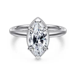 Discount Gabriel & Co. Catallina - 14K White Gold Marquise Shape Bezel Prong Diamond Engagement Ring