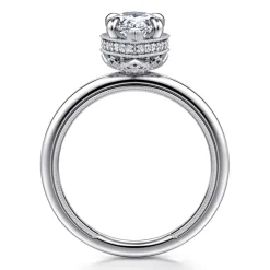 Discount Gabriel & Co. Catallina - 14K White Gold Pear Shape Bezel Prong Diamond Engagement Ring