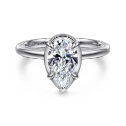 Discount Gabriel & Co. Catallina - 14K White Gold Pear Shape Bezel Prong Diamond Engagement Ring
