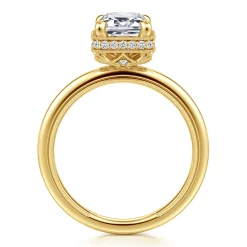 Clearance Gabriel & Co. Catallina - 14K Yellow Gold Bezel Prong Emerald Cut Diamond Engagement Ring