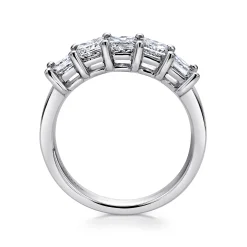 Sale Gabriel & Co. Catalonia - 14K White Gold Princess Cut 5 Stone Prong Set Diamond Wedding Band - 0.7 ct