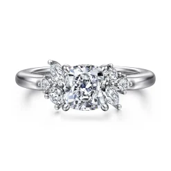 Hot Gabriel & Co. Caye - 14K White Gold Cushion Cut Diamond Engagement Ring