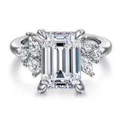 Clearance Gabriel & Co. Caye - 14K White Gold Emerald Cut Diamond Engagement Ring