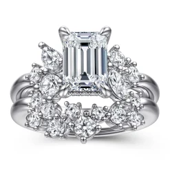 New Gabriel & Co. Caye - 14K White Gold Emerald Cut Diamond Engagement Ring
