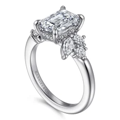 New Gabriel & Co. Caye - 14K White Gold Emerald Cut Diamond Engagement Ring