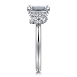 New Gabriel & Co. Caye - 14K White Gold Emerald Cut Diamond Engagement Ring
