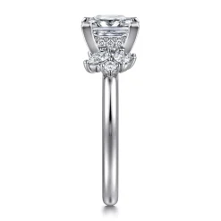 New Gabriel & Co. Caye - 14K White Gold Princess Cut Diamond Engagement Ring
