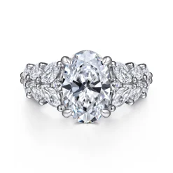 Gabriel & Co. Cayte - 14K White Gold Floral Oval Diamond Engagement Ring
