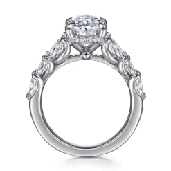 Gabriel & Co. Cayte - 14K White Gold Floral Oval Diamond Engagement Ring
