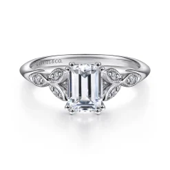 Online Gabriel & Co. Celia - 14K White Gold Emerald Cut Diamond Engagement Ring