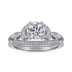 New Gabriel & Co. Celia - 14K White Gold Round Diamond Engagement Ring