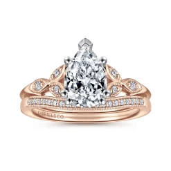 Outlet Gabriel & Co. Celia - 14K White-Rose Gold Pear Shape Diamond Engagement Ring