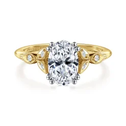 Best Gabriel & Co. Celia - 14K White-Yellow Gold Oval Diamond Engagement Ring