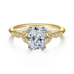 Outlet Gabriel & Co. Celia - 14K White-Yellow Gold Oval Diamond Engagement Ring
