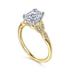 Outlet Gabriel & Co. Celia - 14K White-Yellow Gold Oval Diamond Engagement Ring
