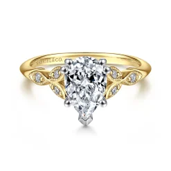 Outlet Gabriel & Co. Celia - 14K White-Yellow Gold Pear Shape Diamond Engagement Ring