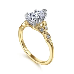 Outlet Gabriel & Co. Celia - 14K White-Yellow Gold Pear Shape Diamond Engagement Ring