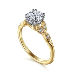 Gabriel & Co. Celia - 14K White-Yellow Gold Round Diamond Engagement Ring