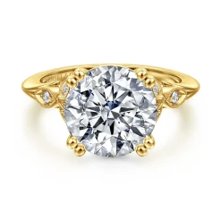 New Gabriel & Co. Celia - 14K Yellow Gold Round Diamond Engagement Ring