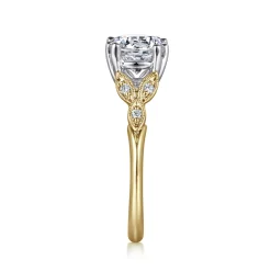 Clearance Gabriel & Co. Celia - Vintage Inspired 14K White-Yellow Gold Round Diamond Engagement Ring