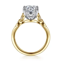 Clearance Gabriel & Co. Celia - Vintage Inspired 14K White-Yellow Gold Round Diamond Engagement Ring