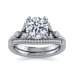 Discount Gabriel & Co. Celia - Vintage Inspired 14K White Gold Round Diamond Engagement Ring